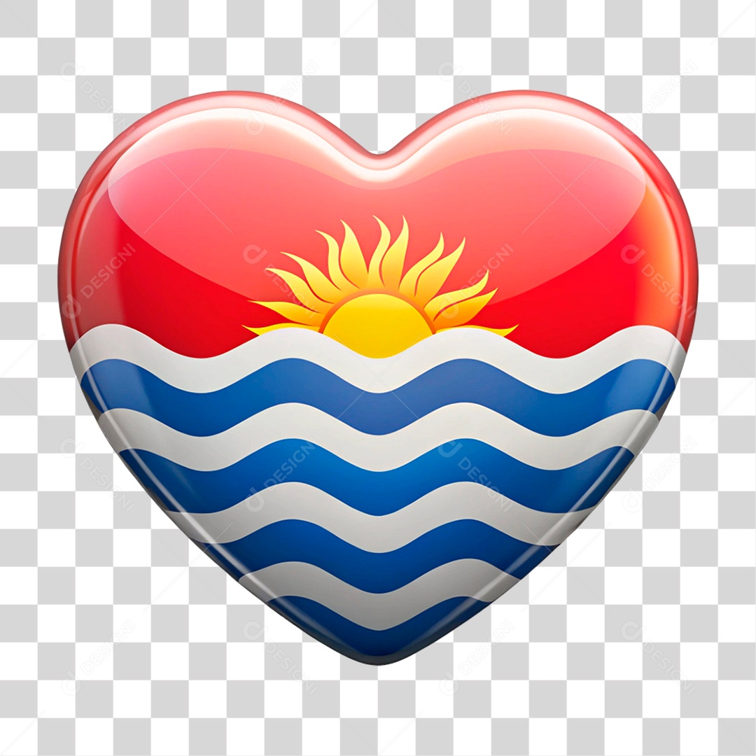 Coração Nas Cores da Bandeira de Kiribati PNG Transparente