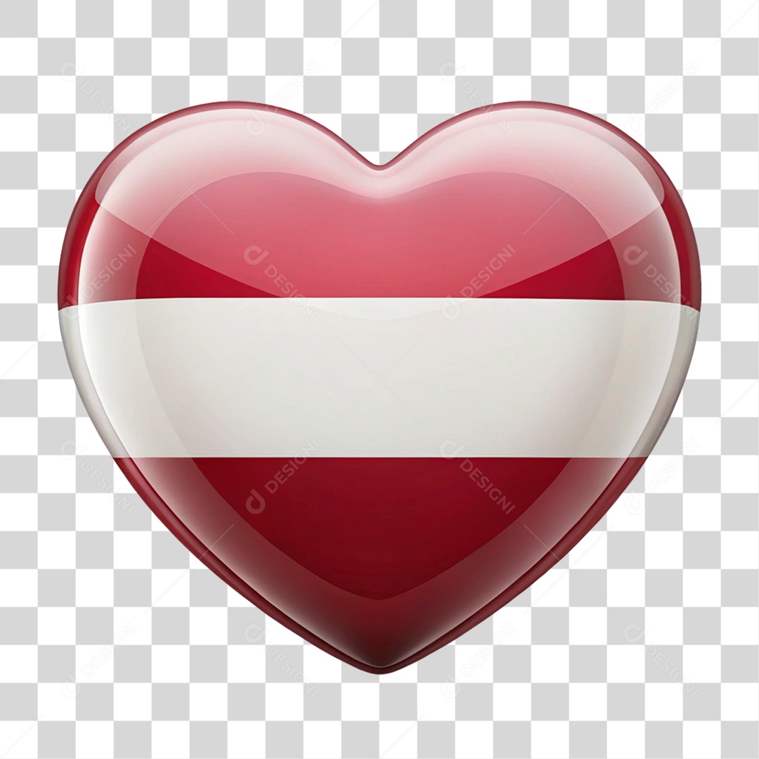 Coração nas Cores da Bandeira de Letônia PNG Transparente