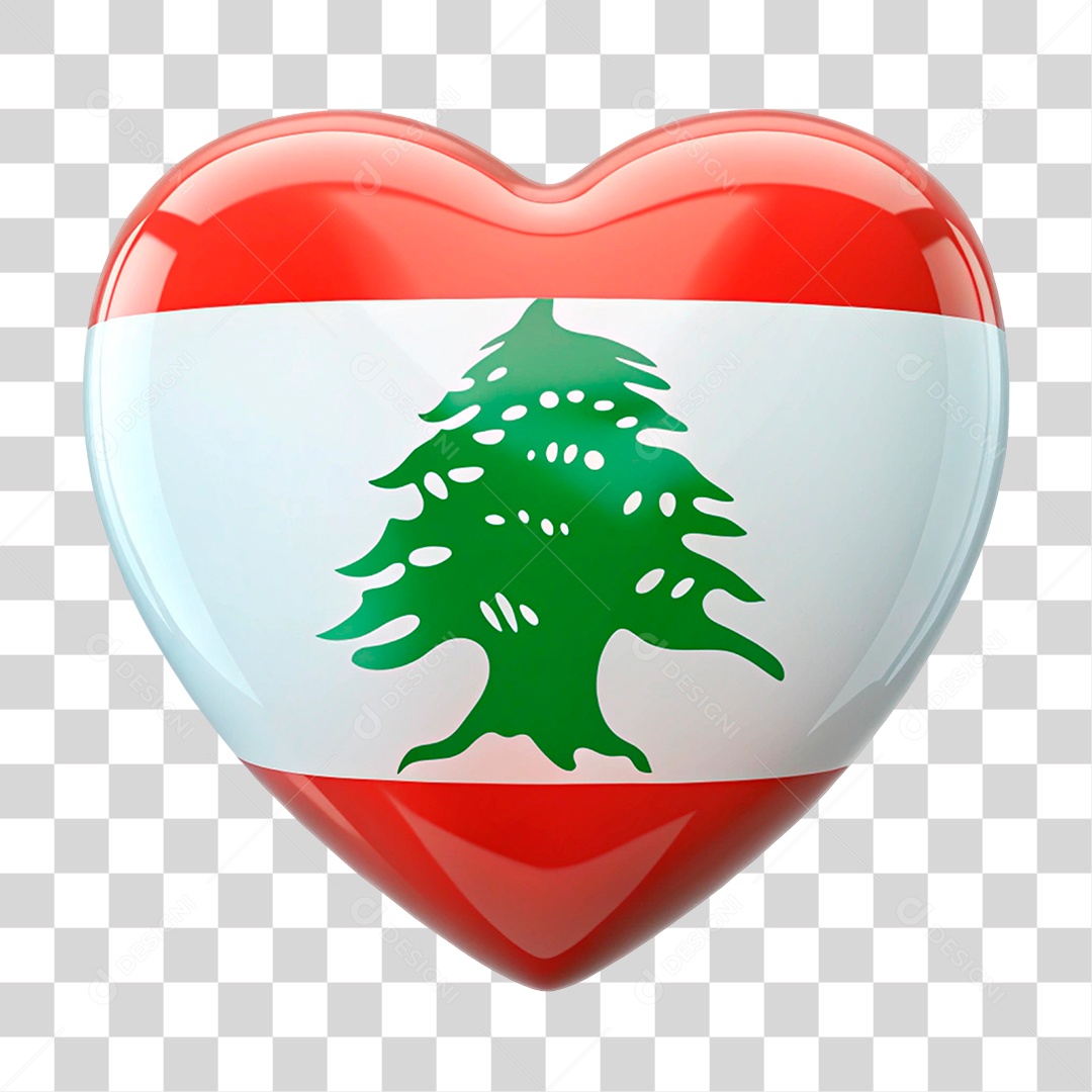 Coração Nas Cores da Bandeira do Líbano PNG Transparente