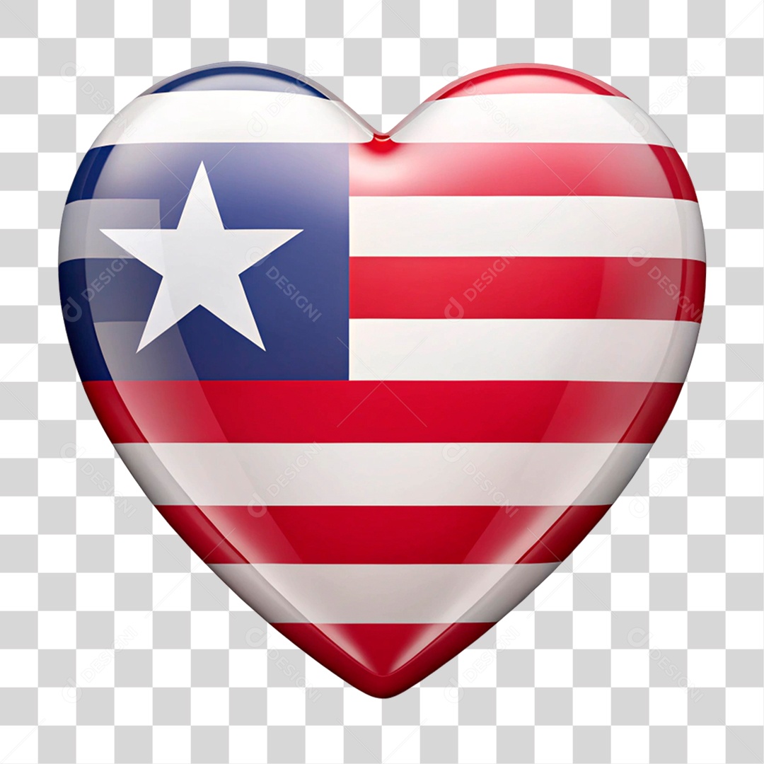 Coração Nas Cores da Bandeira da Libéria PNG Transparente