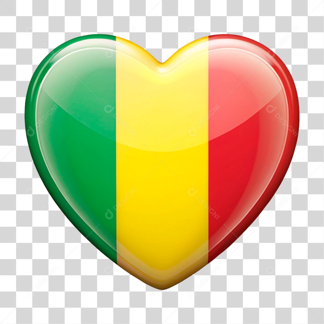 Coração Nas Cores da Bandeira de Mali PNG Transparente