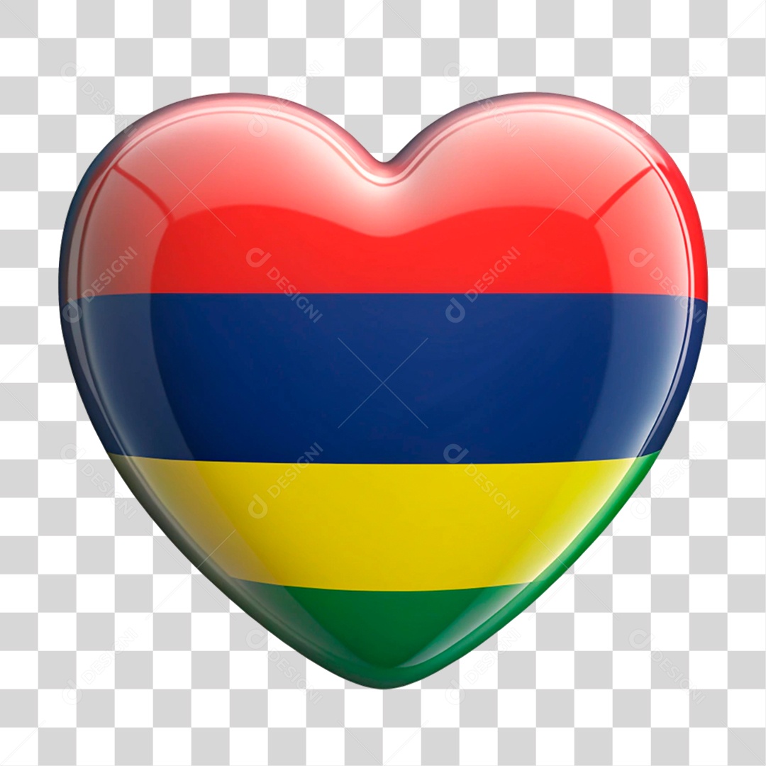 Coração Nas Cores da Bandeira de Maurícia PNG Transparente