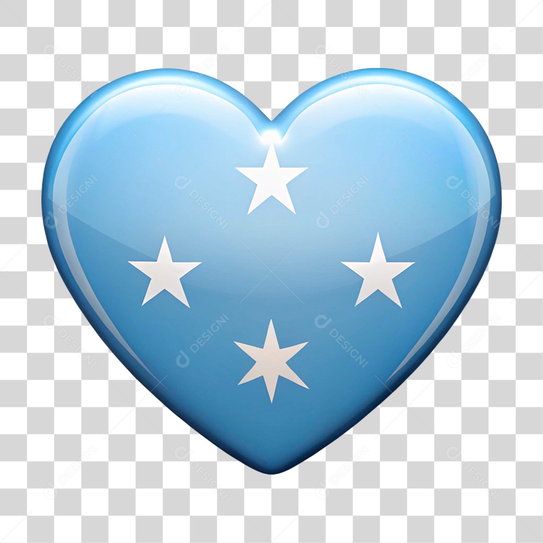 Coração Nas Cores da Bandeira de Micronésia PNG Transparente