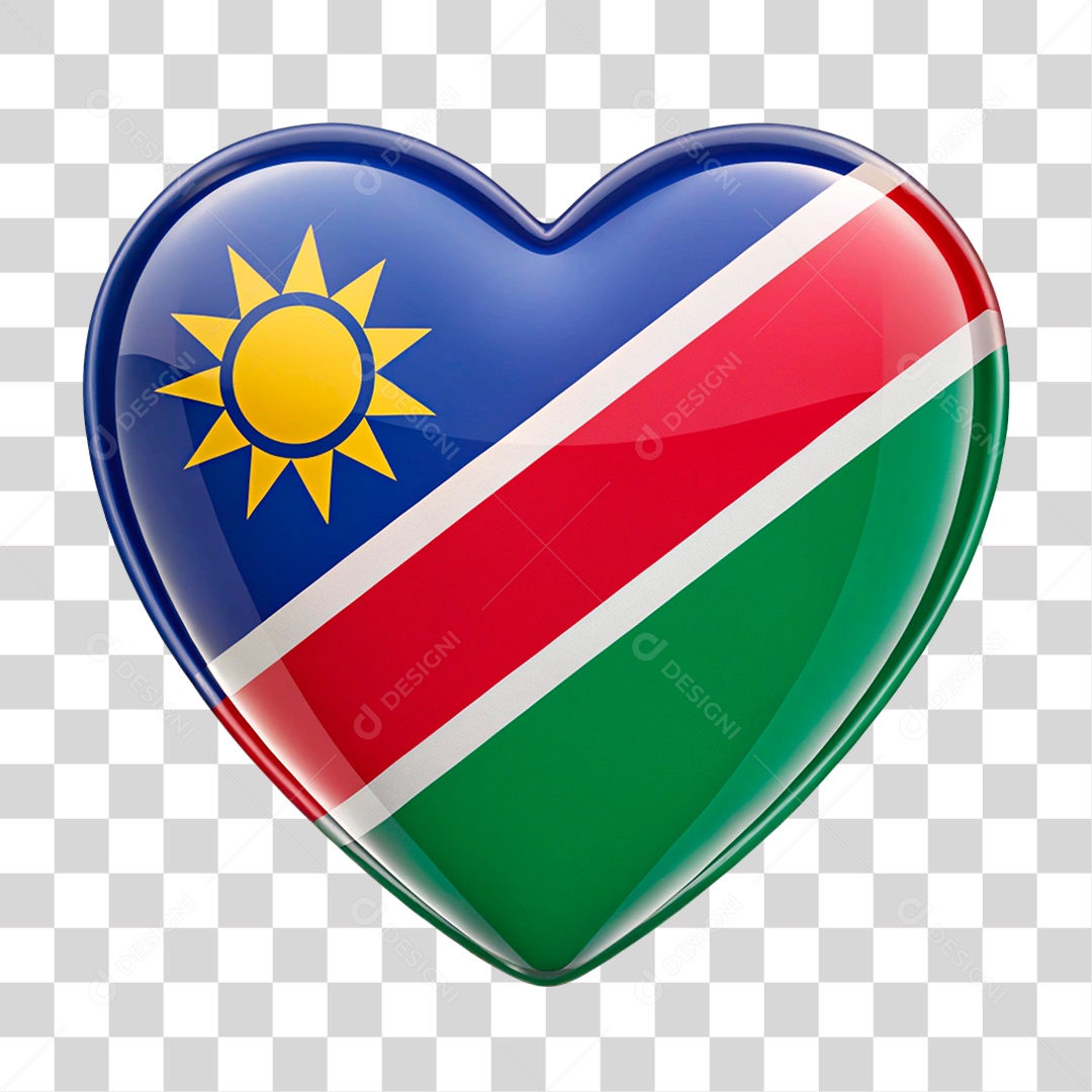 Coração Nas Cores da Bandeira de Namíbia PNG Transparente