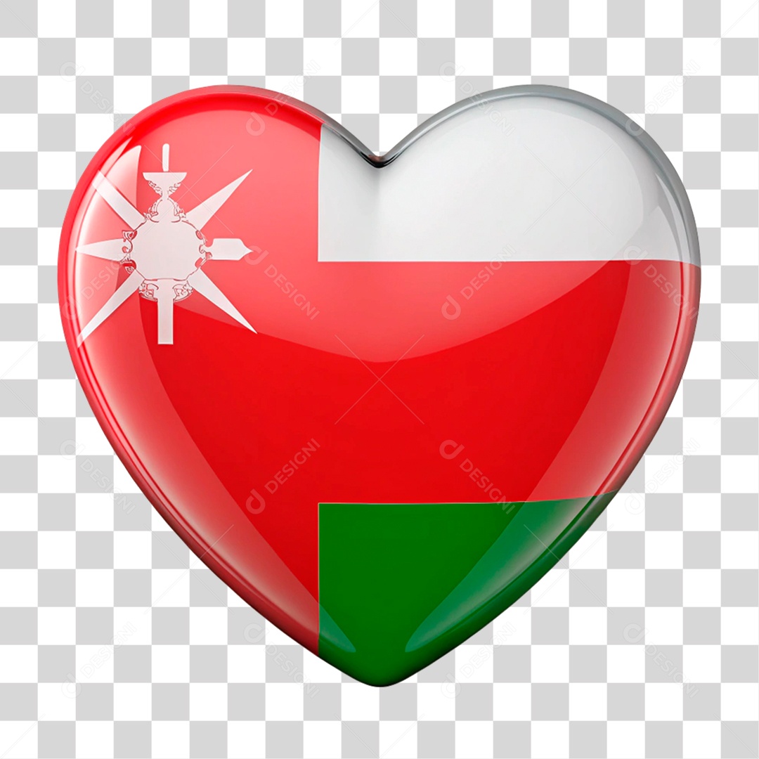 Coração Nas Cores da Bandeira de Omã PNG Transparente