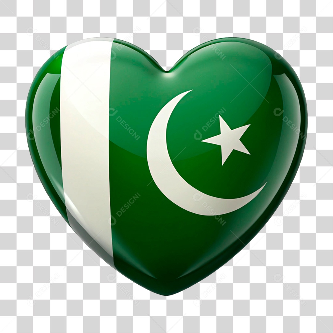 Coração Nas Cores da Bandeira do Paquistão PNG Transparente