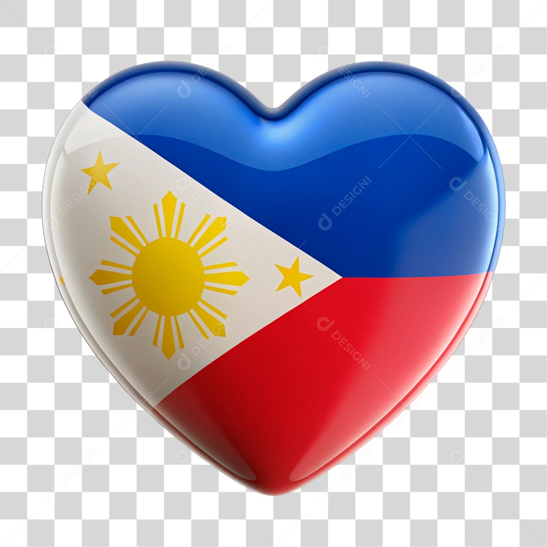 Coração nas Cores da Bandeira da Filipinas PNG Transparente