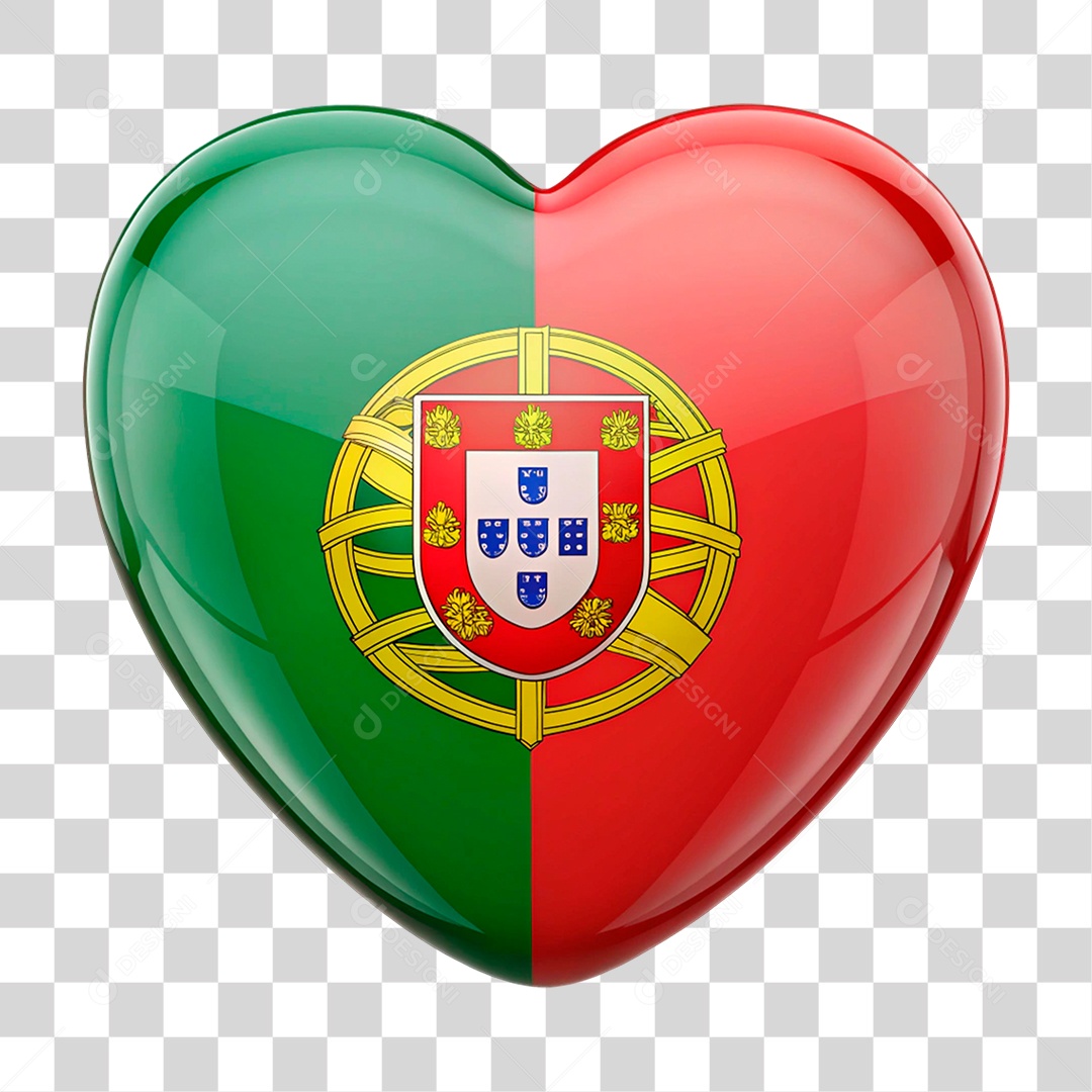 Coração nas Cores da Bandeira do Portugal PNG Transparente