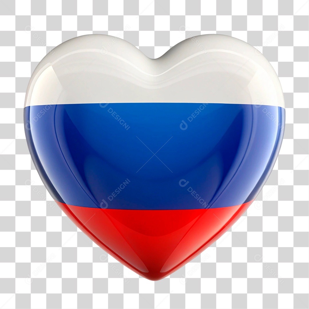 Coração nas Cores da Bandeira da Rússia PNG Transparente