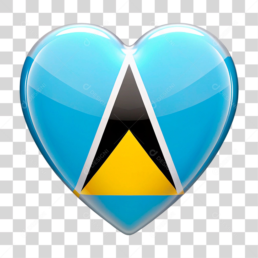Coração Nas Cores da Bandeira de Santa Lúcia PNG Transparente