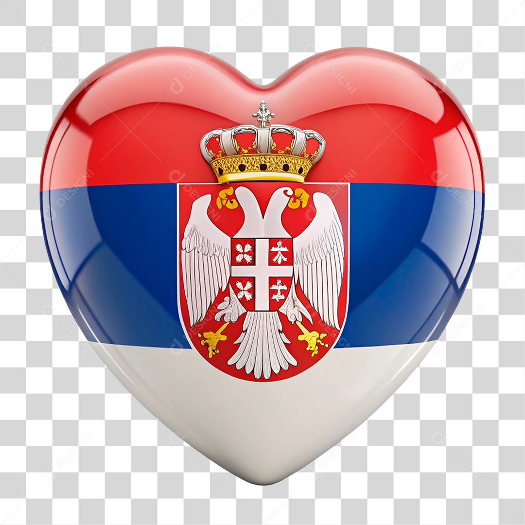 Coração Nas Cores da Bandeira da Sérvia PNG Transparente