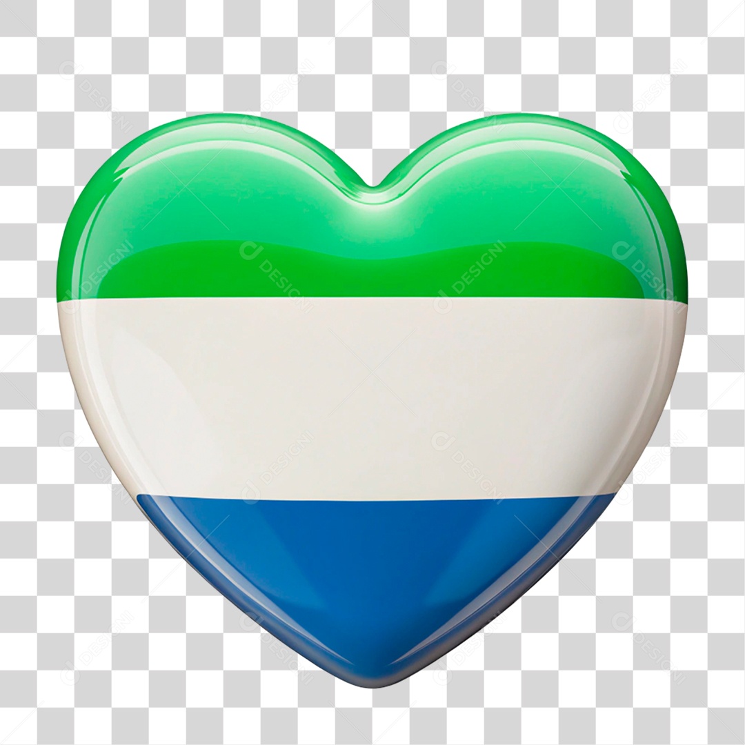 Coração Nas Cores da Bandeira de Serra Leoa PNG Transparente