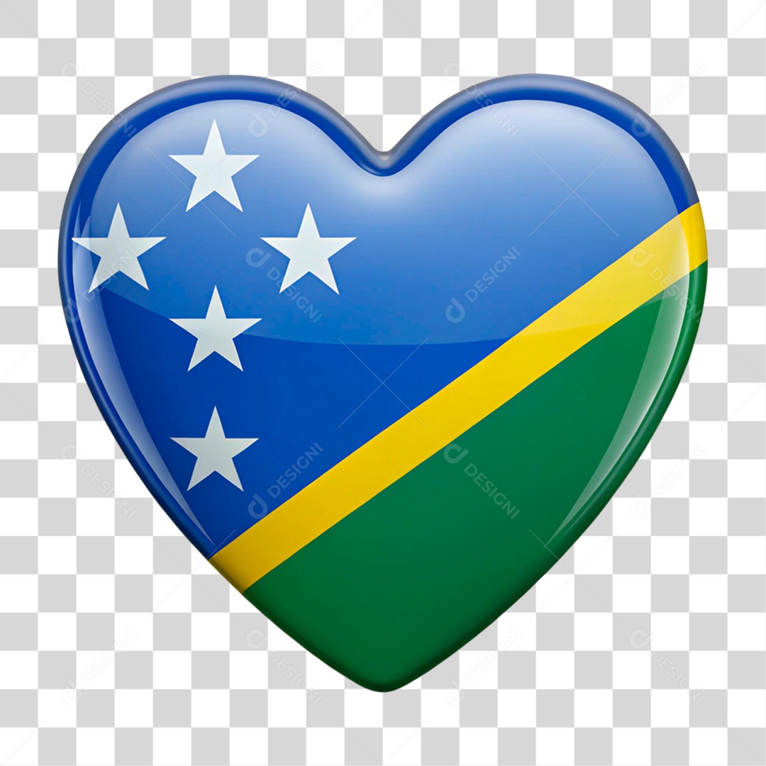Coração nas Cores da Bandeira da Ilhas Salomão PNG Transparente