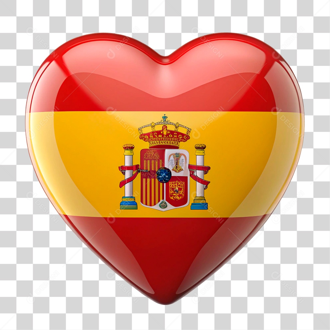 Coração Nas Cores da Bandeira da Espanha PNG Transparente