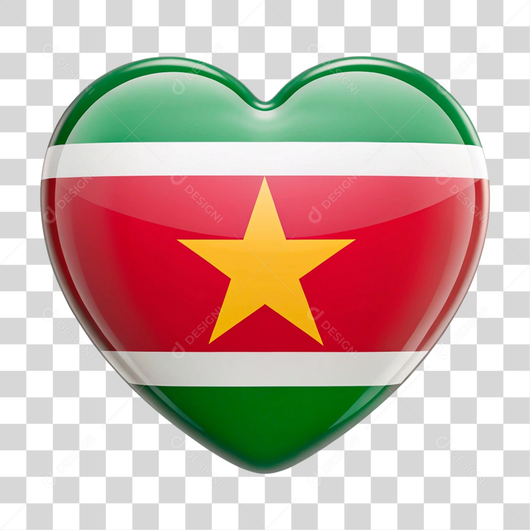 Coração Nas Cores da Bandeira de Suriname PNG Transparente