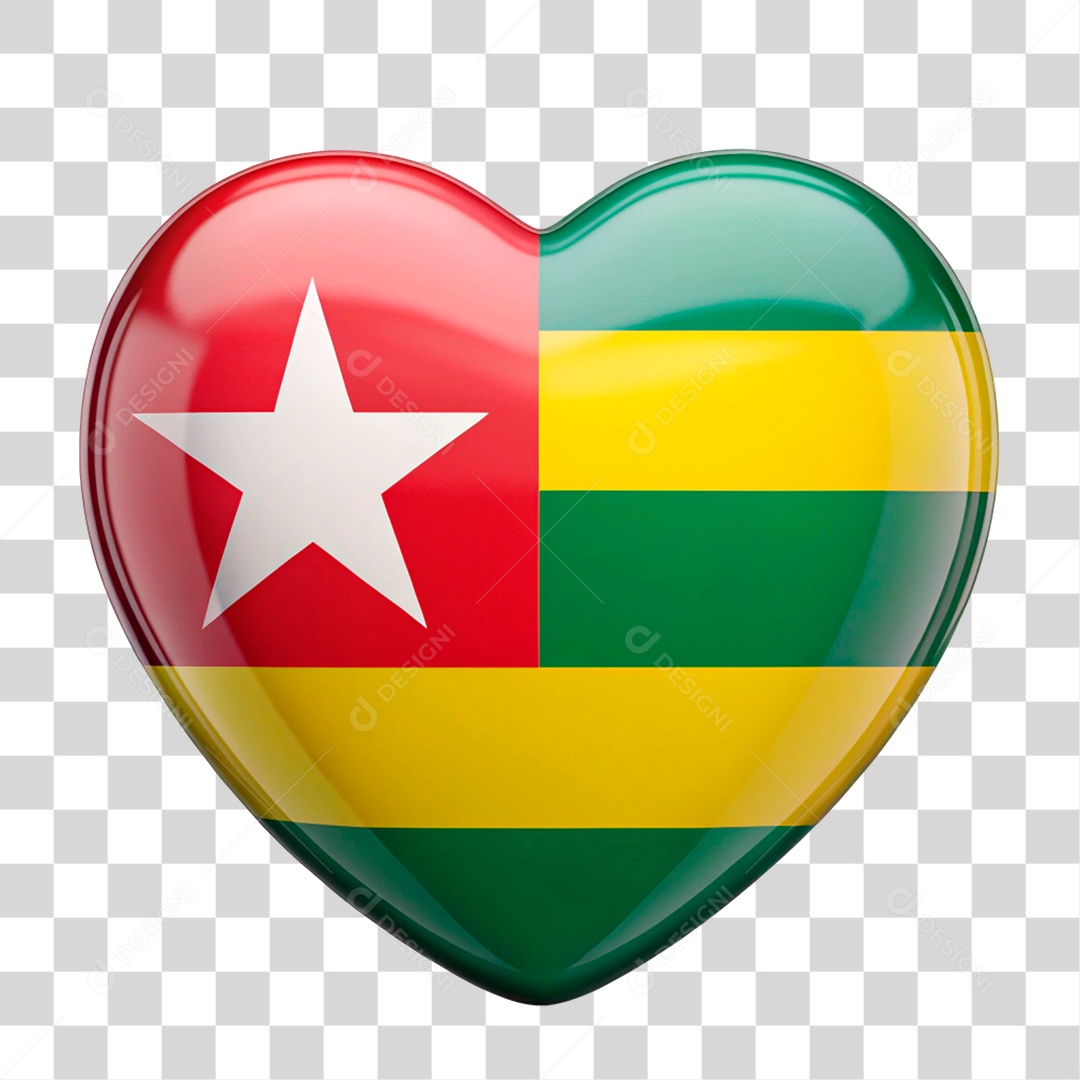 Coração Nas Cores da Bandeira do Togo PNG Transparente