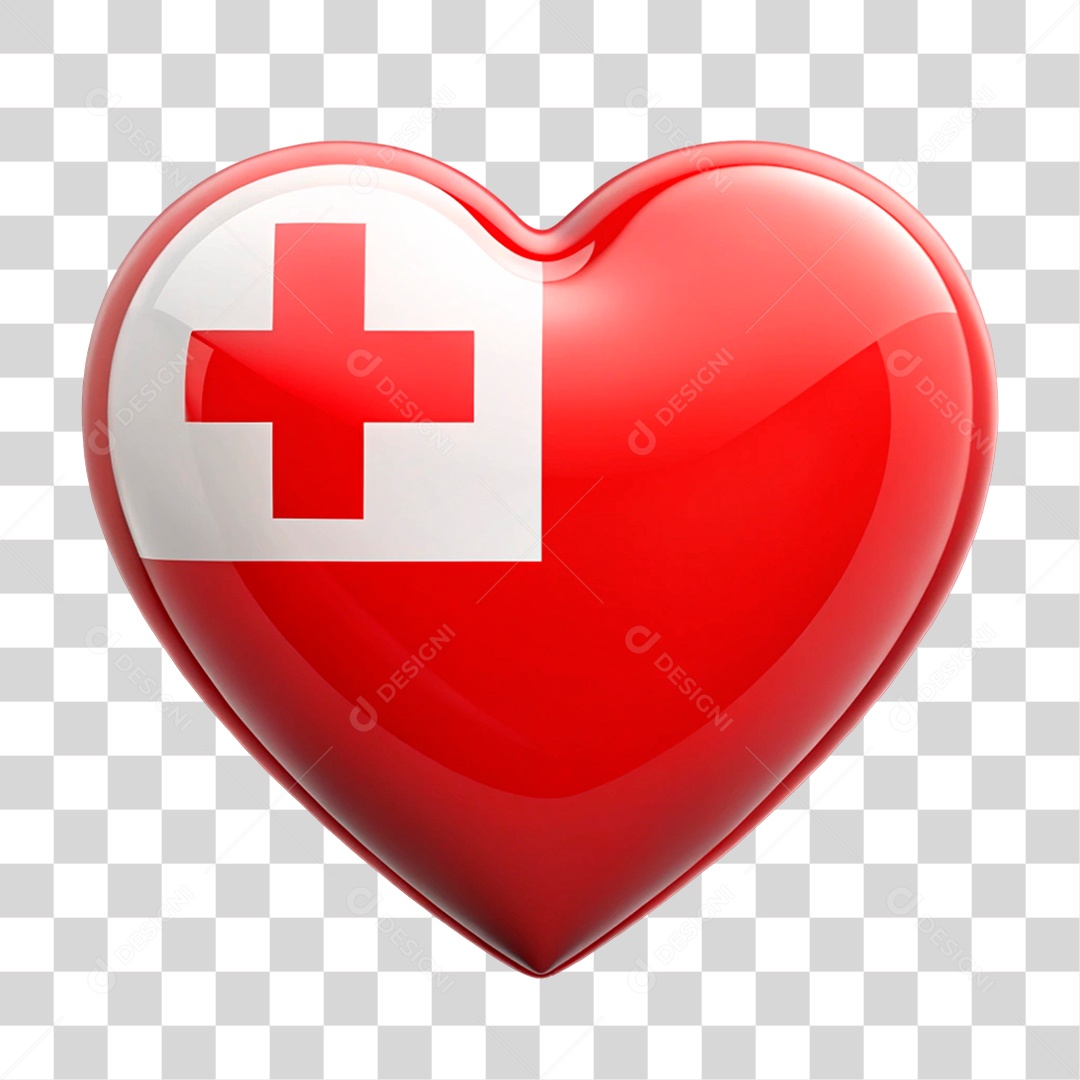 Coração Nas Cores da Bandeira da Tonga PNG Transparente