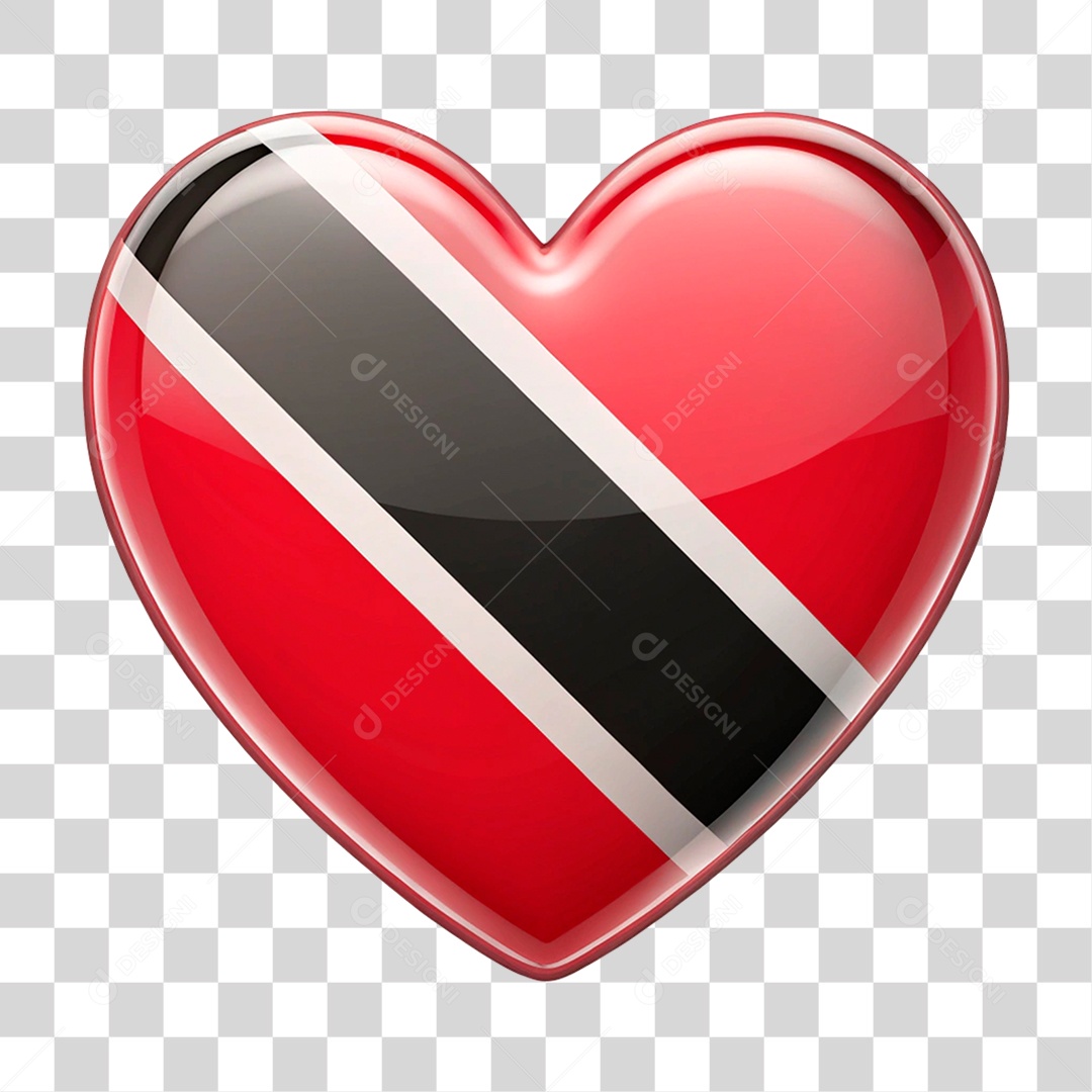 Coração nas Cores da Bandeira do Trinidad e Tobago PNG Transparente