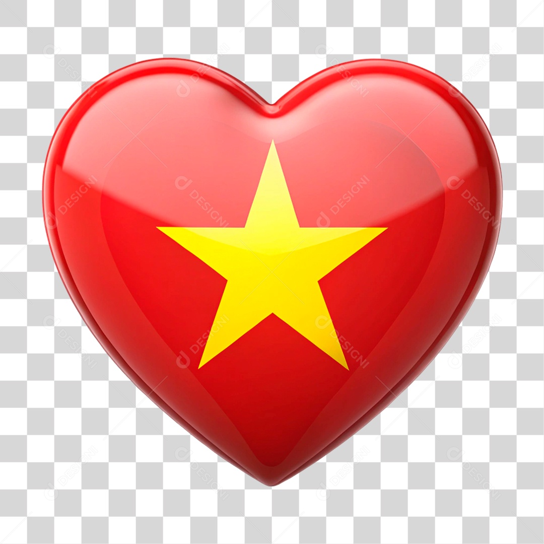 Coração Nas Cores da Bandeira do Vietname PNG Transparente
