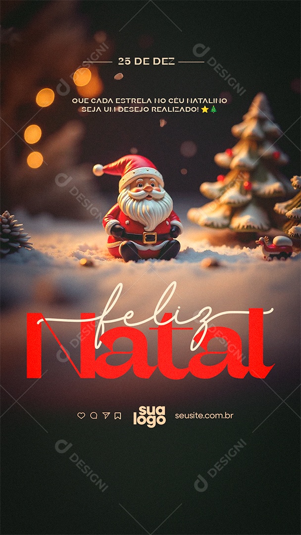 Story Feliz Natal 25 de Dezembro Social Media PSD Editável