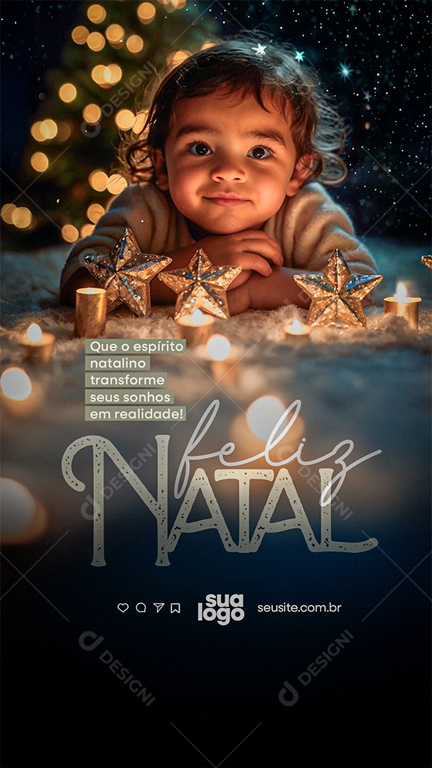 Story Feliz Natal 25 de Dezembro Social Media PSD Editável