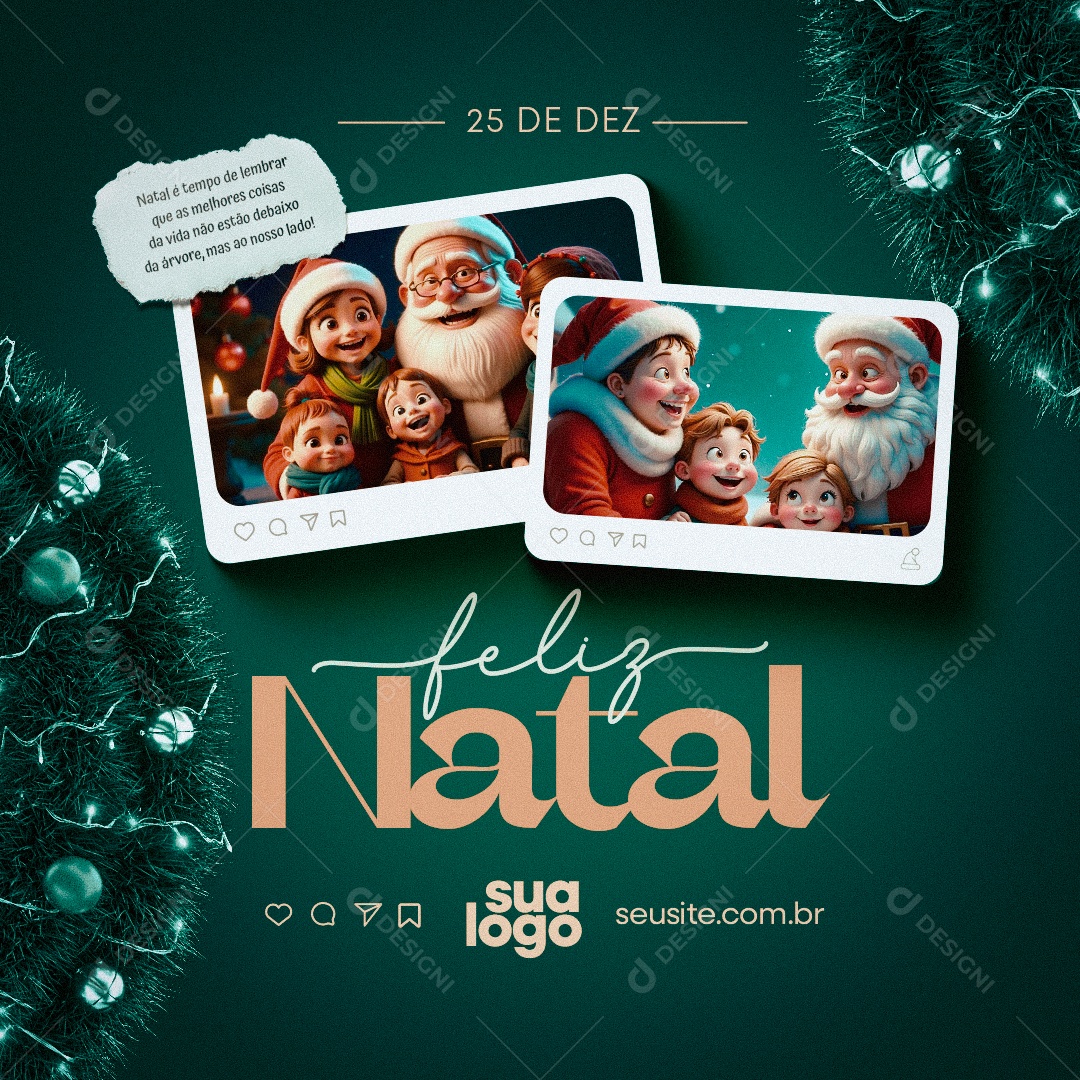 Feliz Natal 25 de Dezembro Social Media PSD Editável