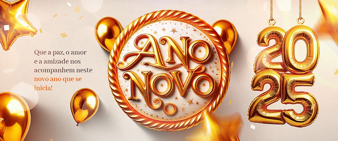 Banner Feliz 2025 Ano Novo Social Media PSD Editável