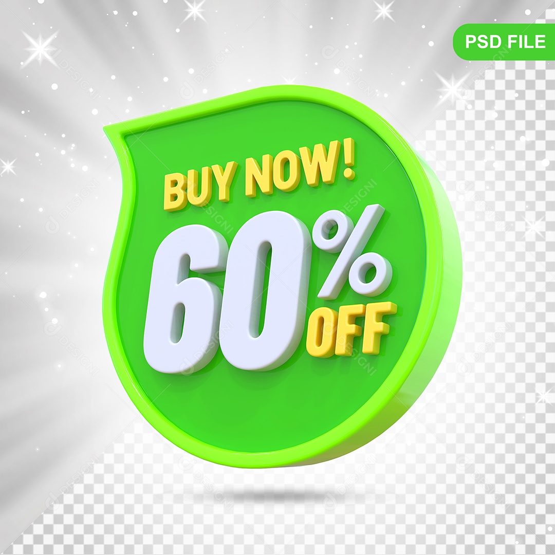 Desconto 60% Colorido Elemento 3D Para Composição PSD