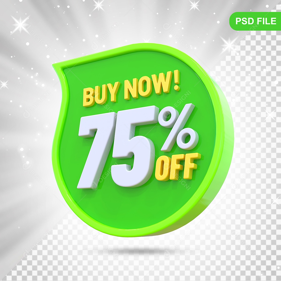 Desconto 75% Colorido Elemento 3D Para Composição PSD