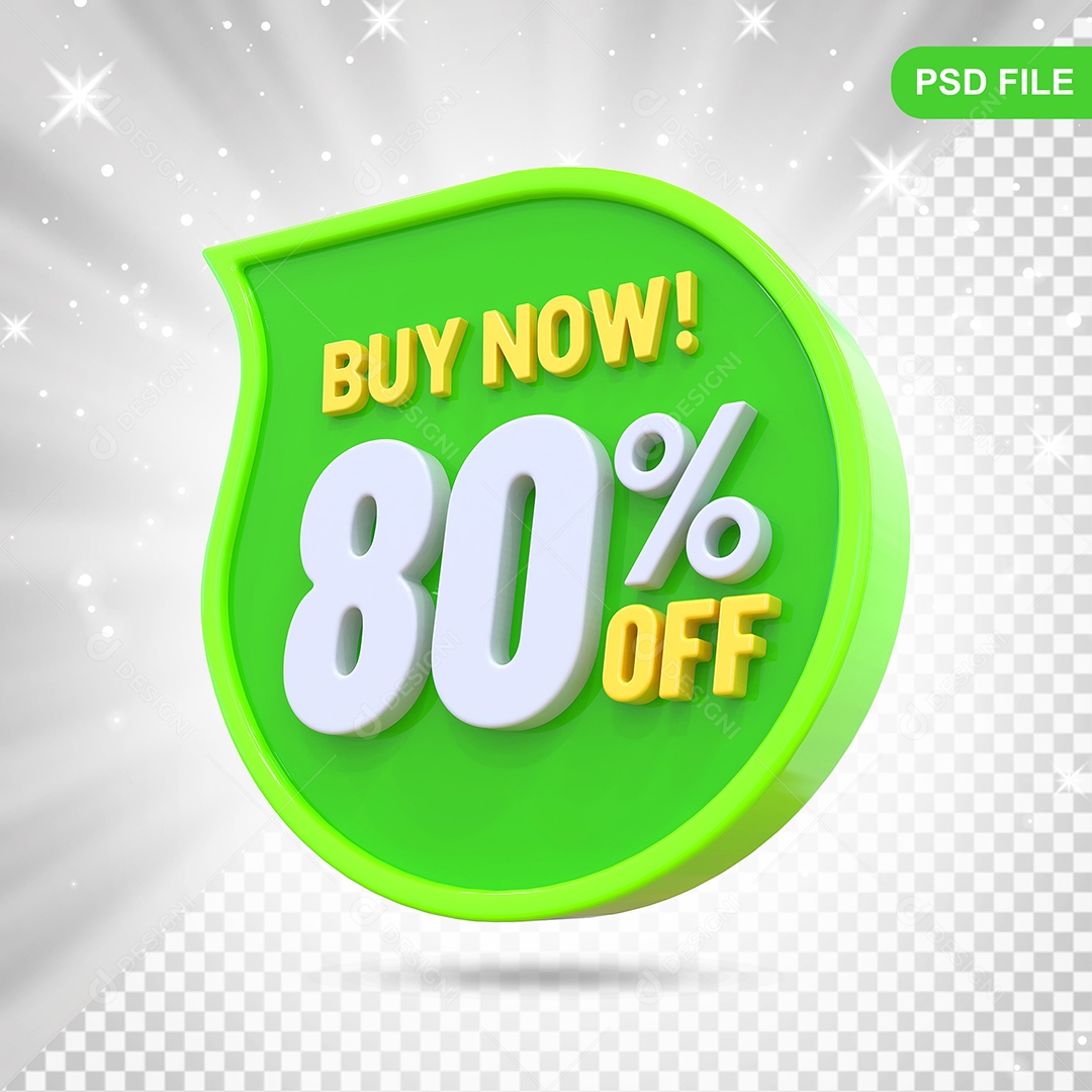 Desconto 80% Colorido Elemento 3D Para Composição PSD