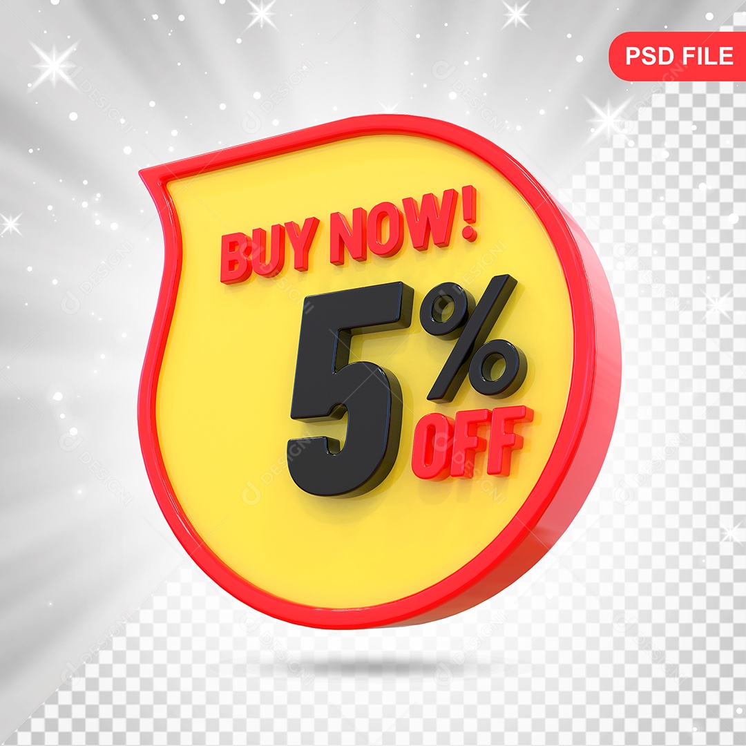 Desconto 5% Colorido Elemento 3D Para Composição PSD