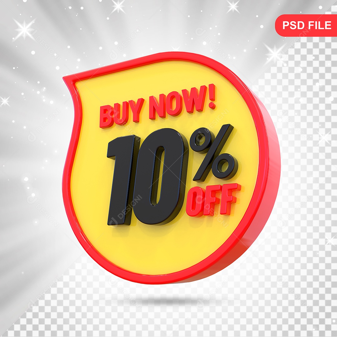 Desconto 10% Colorido Elemento 3D Para Composição PSD