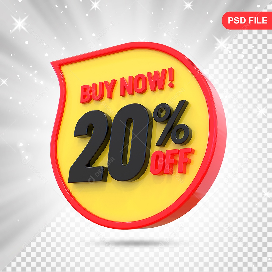Desconto 20% Colorido Elemento 3D Para Composição PSD