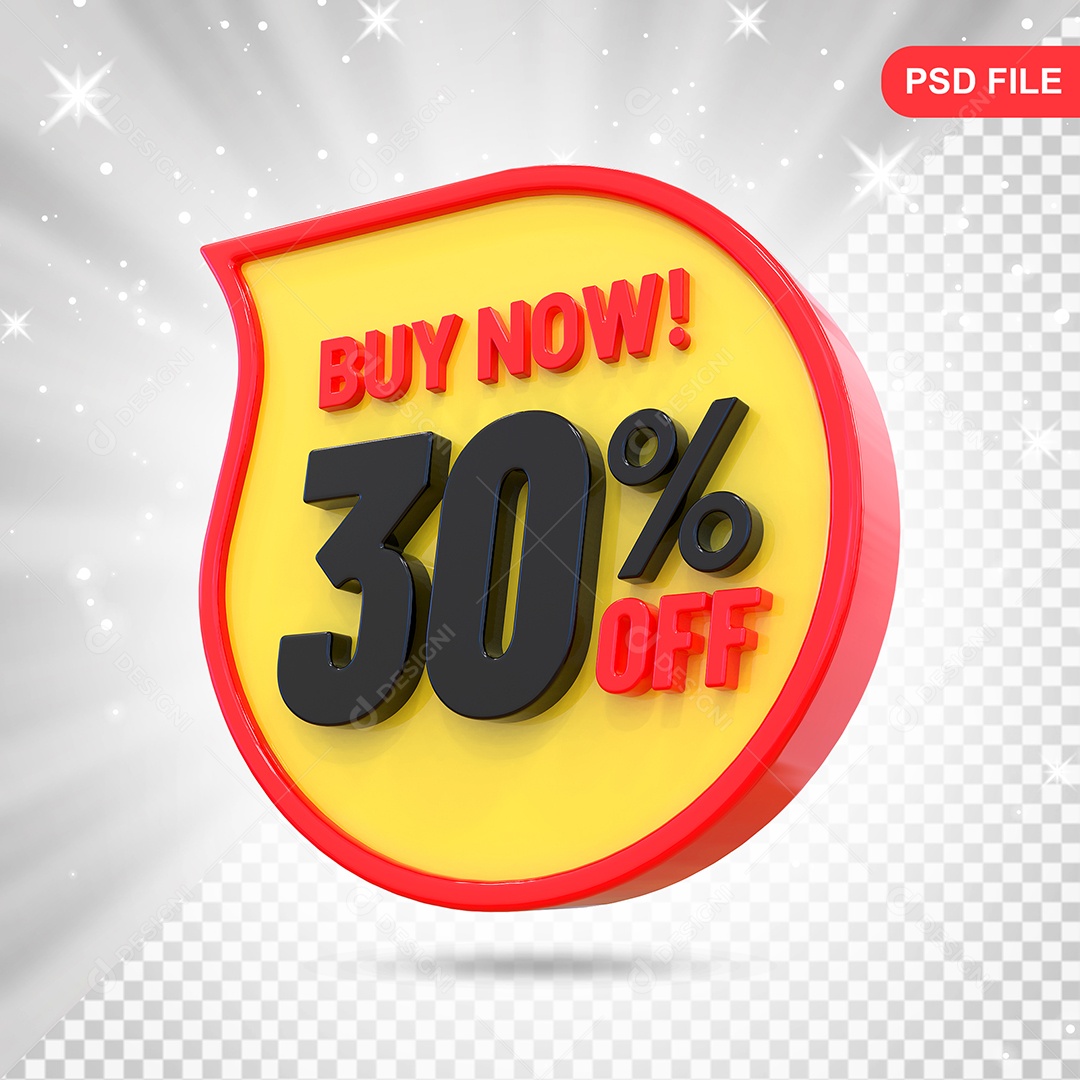 Desconto 30% Colorido Elemento 3D Para Composição PSD