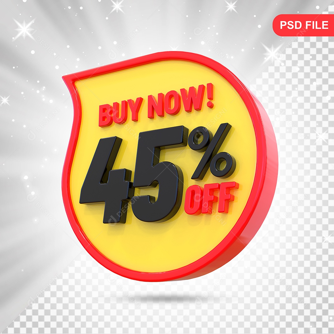Desconto 45% Colorido Elemento 3D Para Composição PSD