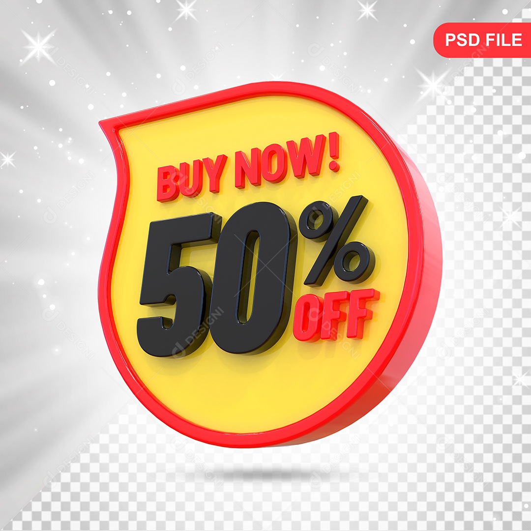 Desconto 50% Colorido Elemento 3D Para Composição PSD
