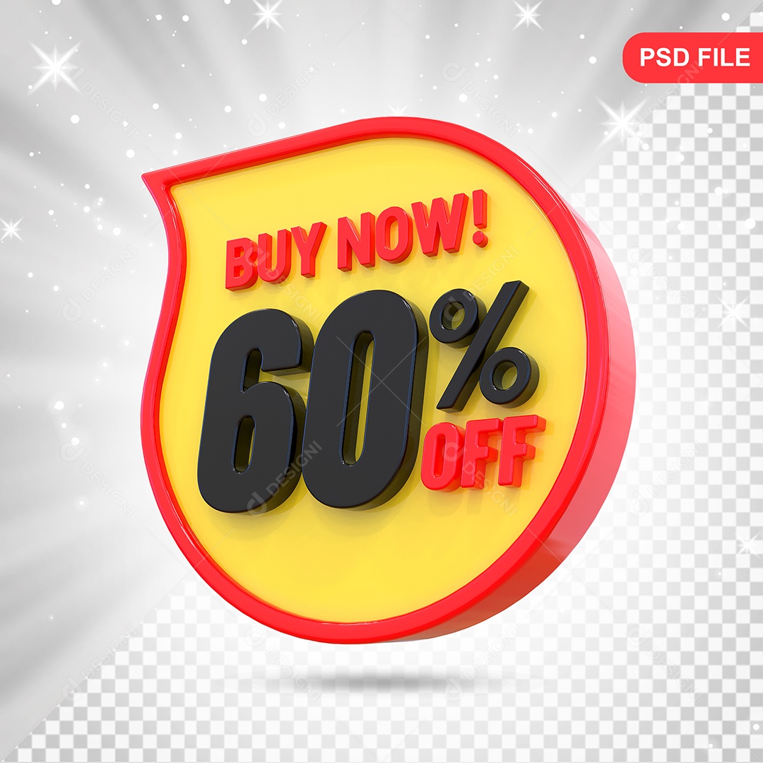 Desconto 60% Colorido Elemento 3D Para Composição PSD