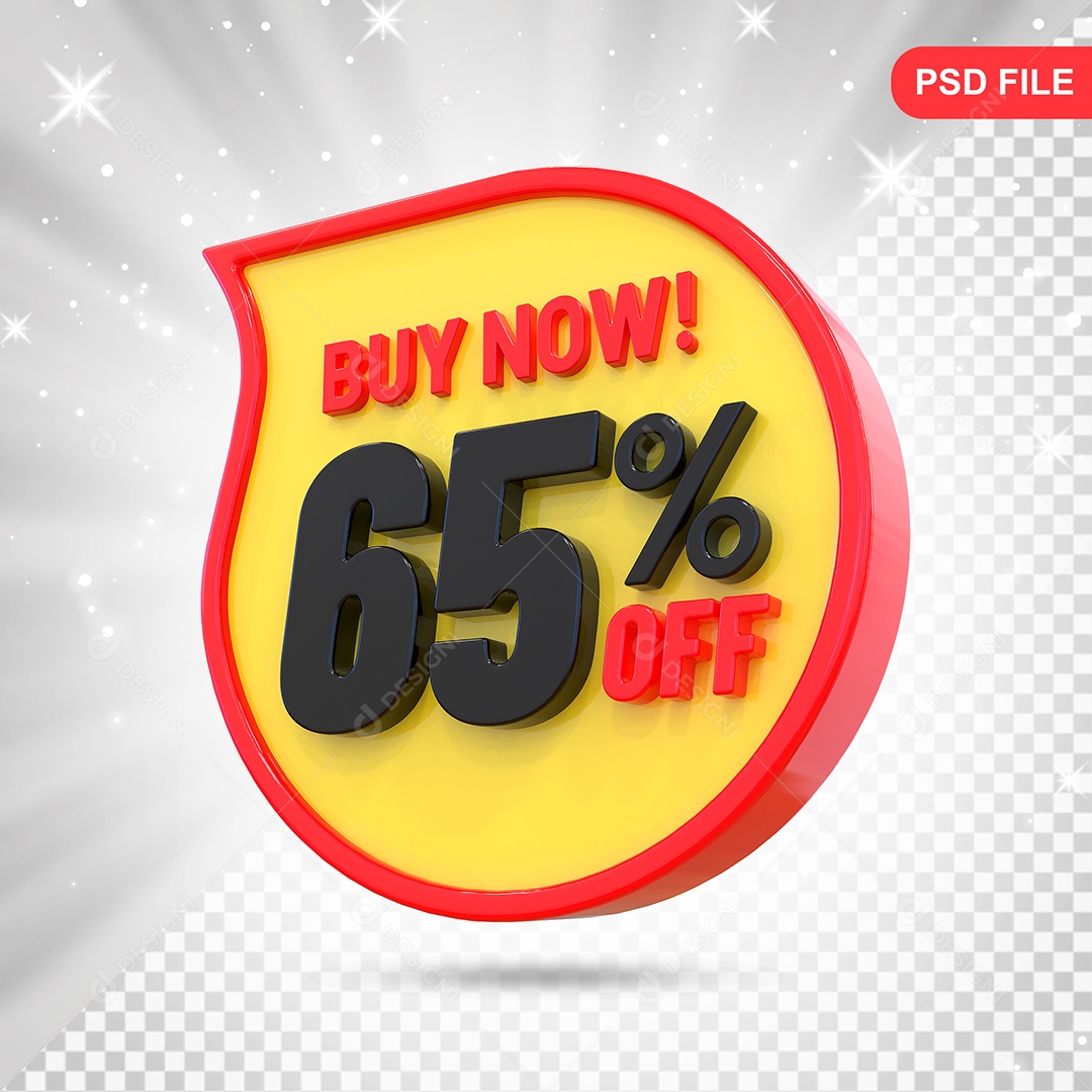 Desconto 65% Colorido Elemento 3D Para Composição PSD