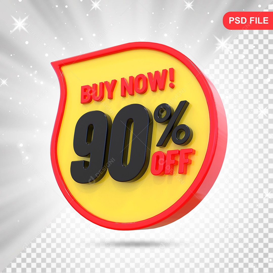 Desconto 90% Colorido Elemento 3D Para Composição PSD