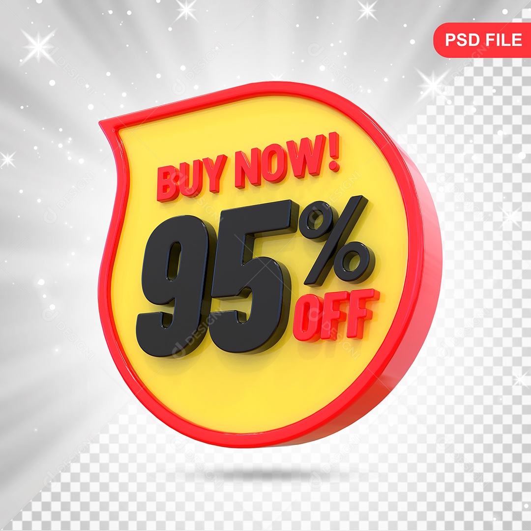 Desconto 95% Colorido Elemento 3D Para Composição PSD
