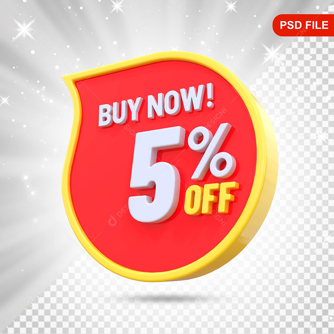 Desconto 5% Colorido Elemento 3D Para Composição PSD