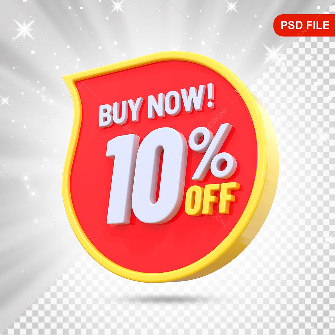 Desconto 10% Colorido Elemento 3D Para Composição PSD