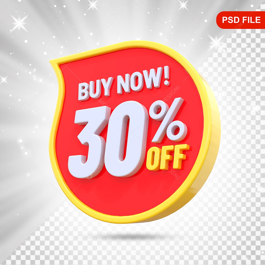 Desconto 30% Colorido Elemento 3D Para Composição PSD