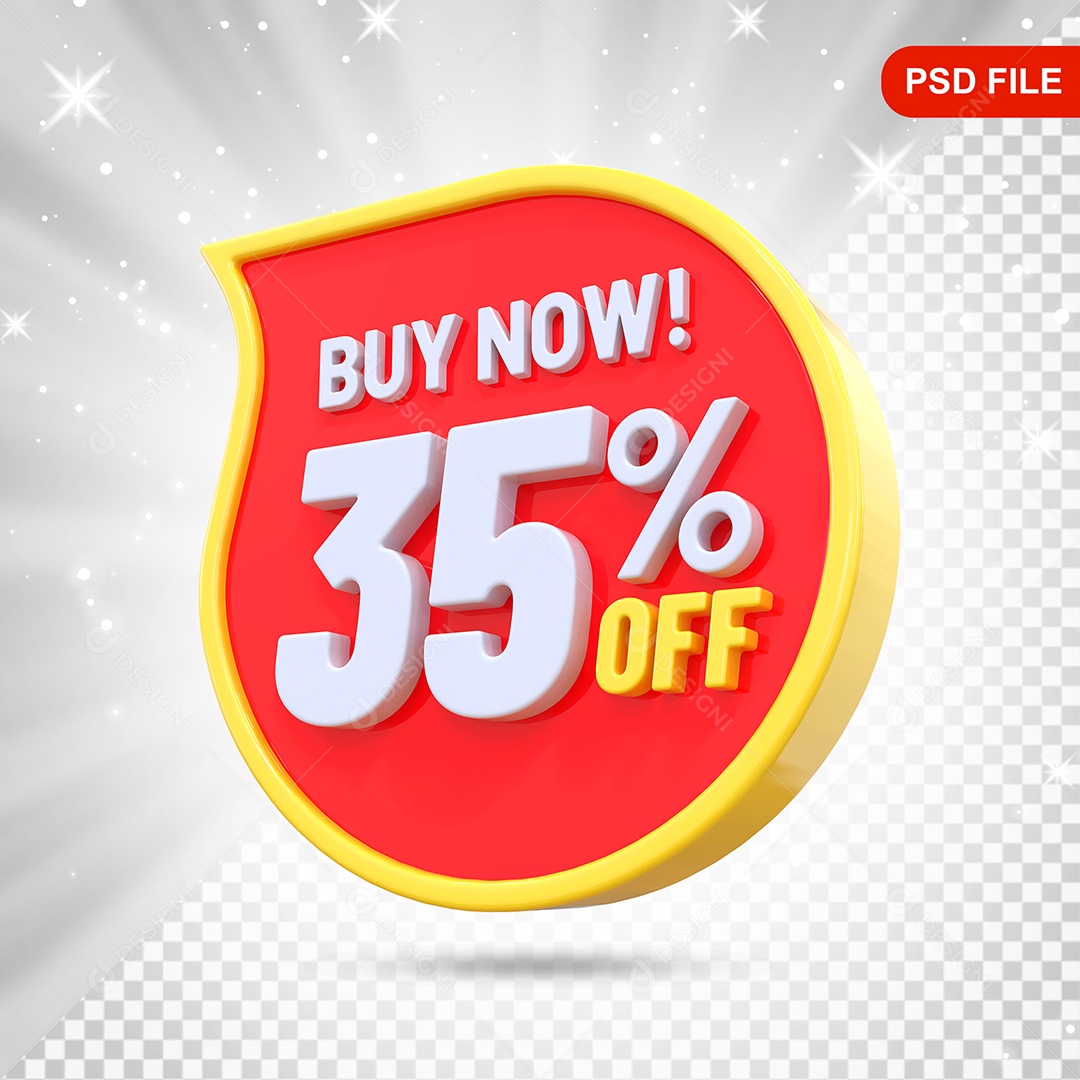 Desconto 35% Colorido Elemento 3D Para Composição PSD