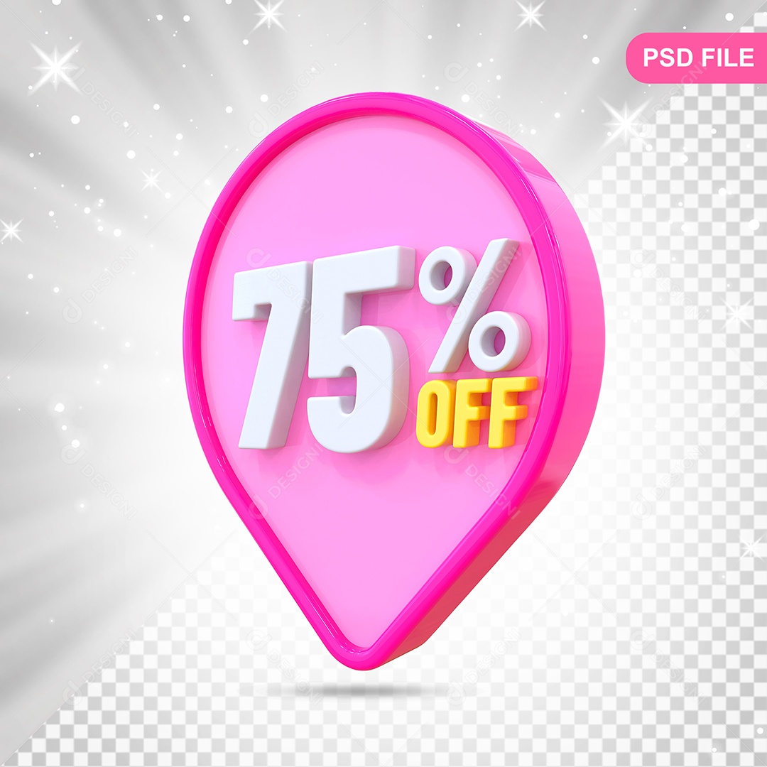 Desconto 75% Colorido Elemento 3D Para Composição PSD