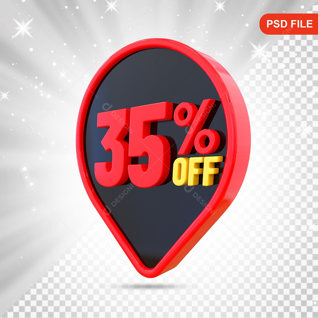 Desconto 35% Colorido Elemento 3D Para Composição PSD