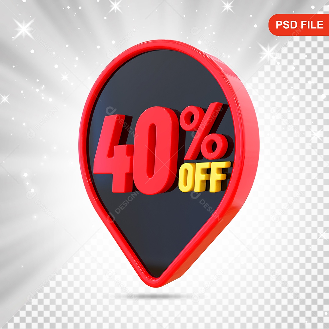 Desconto 40% Colorido Elemento 3D Para Composição PSD