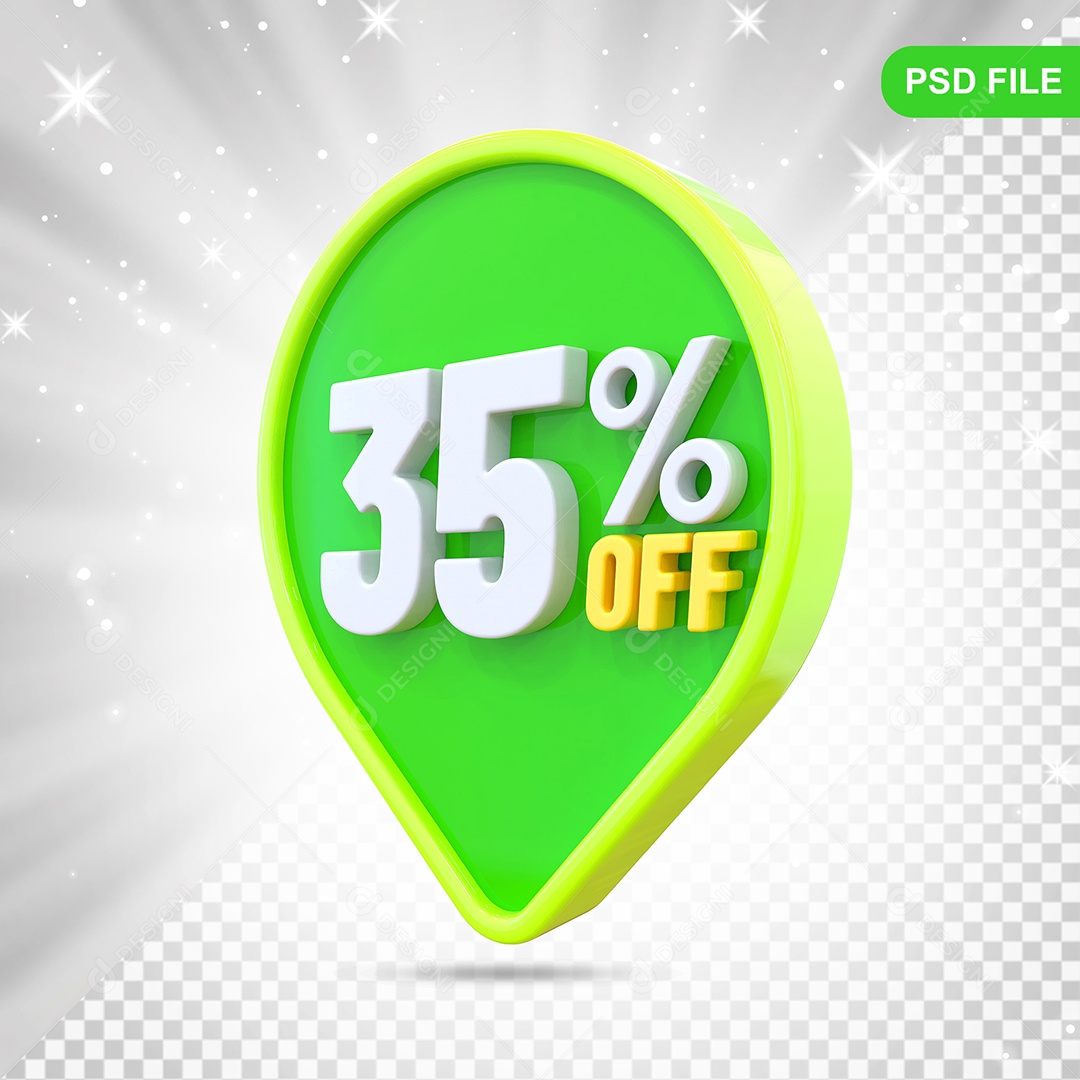 Desconto 35% Colorido Elemento 3D Para Composição PSD