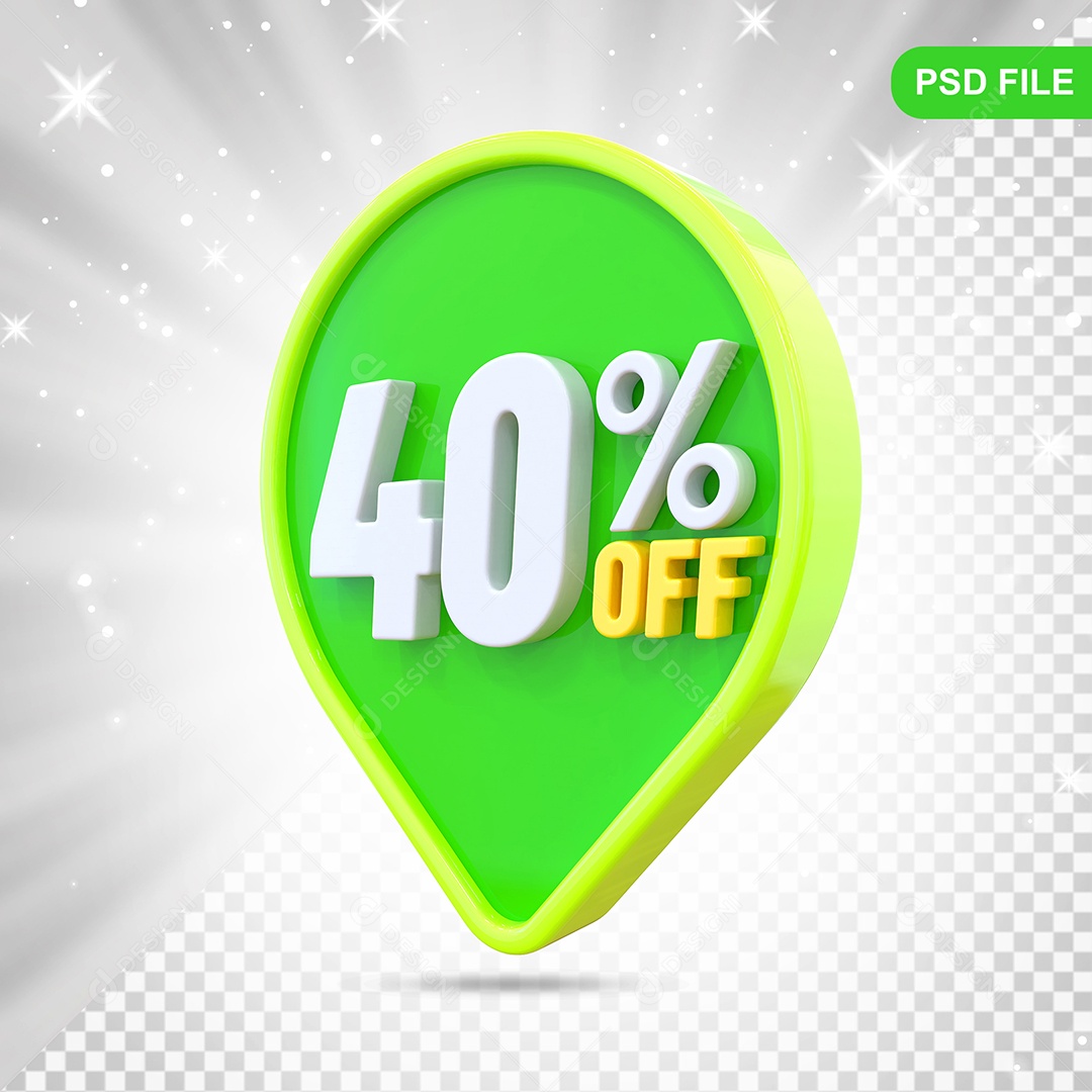 Desconto 40% Colorido Elemento 3D Para Composição PSD