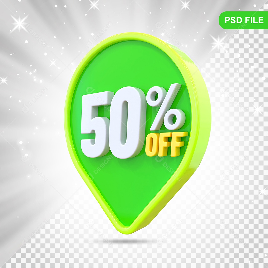 Desconto 50% Colorido Elemento 3D Para Composição PSD